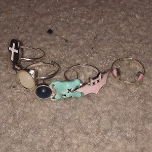 Pastel goth mood ring set